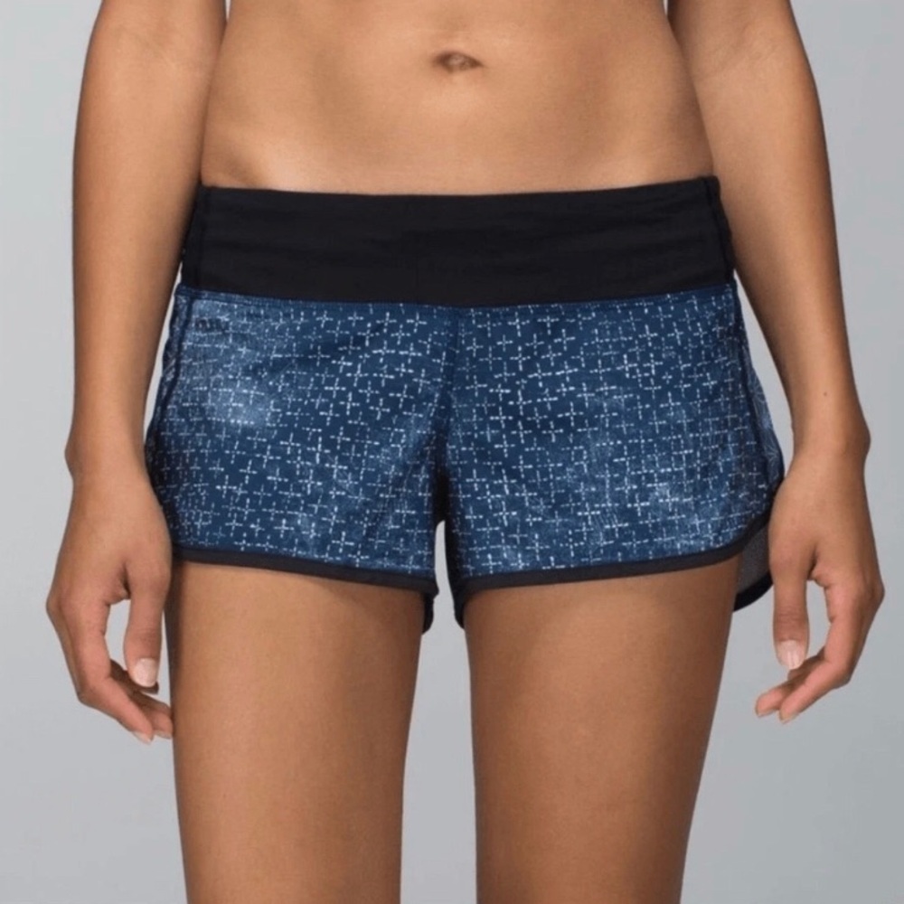 Lululemon Speed Shorts Sashiko Exploded Inkwell Blue 4 Rare